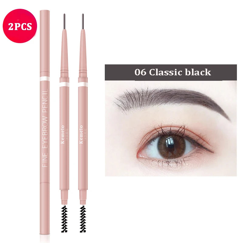 1.5mm Ultra Fine Double-Ended Eyebrow Pencil Automatic Rotating Natural Waterproof Long Lasting Professional Eyebrow Pen Makeup