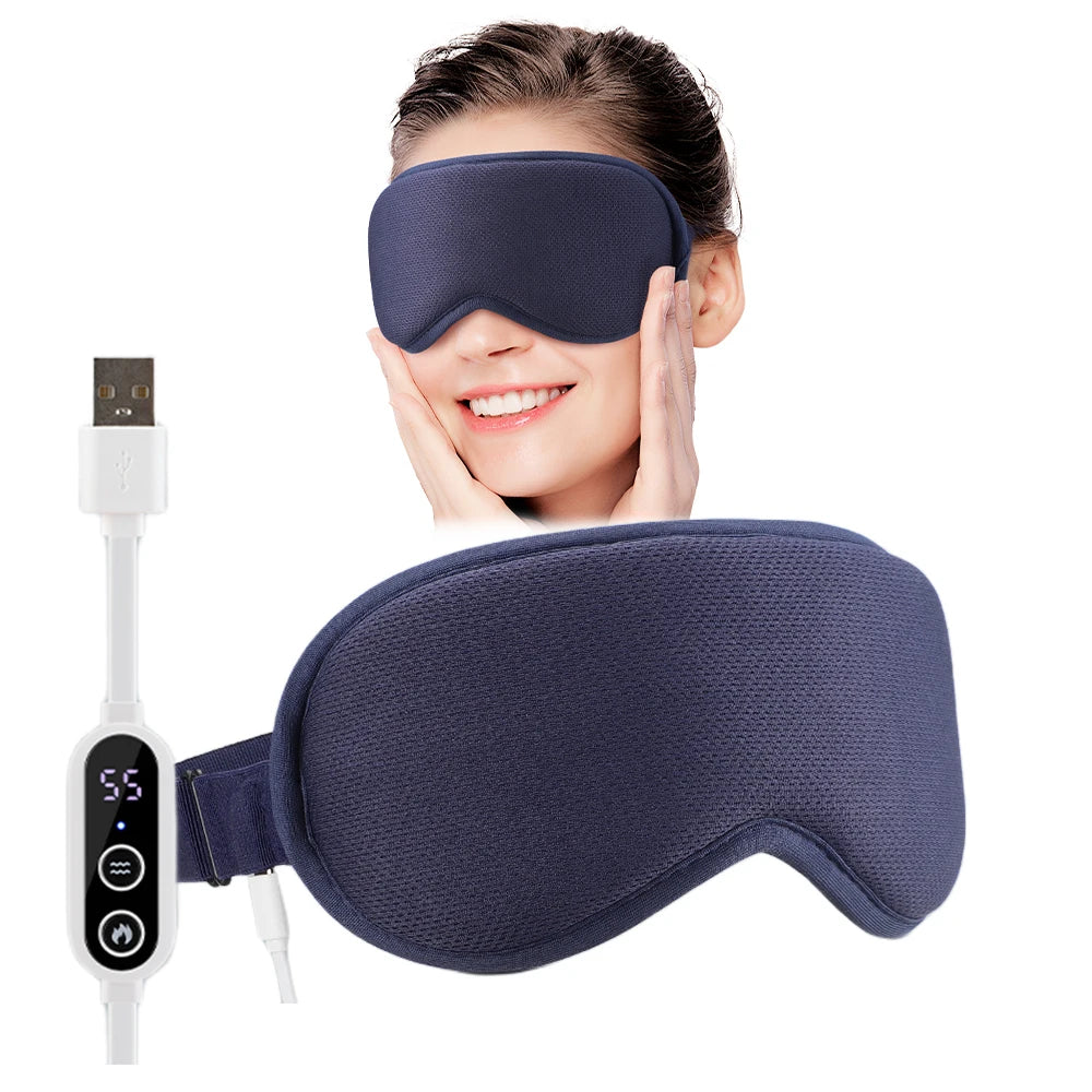 Hot Compress Eye Mask USB 6 Vibration Massage Dry Eyes Relief Heated Steam Eyemask with Remote Control For Sleeping Office