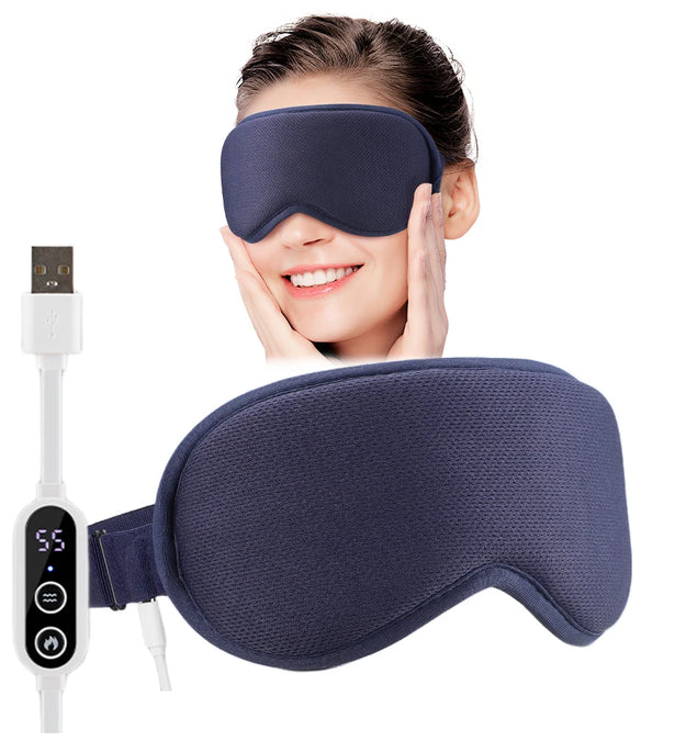 Hot Compress Eye Mask USB 6 Vibration Massage Dry Eyes Relief Heated Steam Eyemask with Remote Control For Sleeping Office