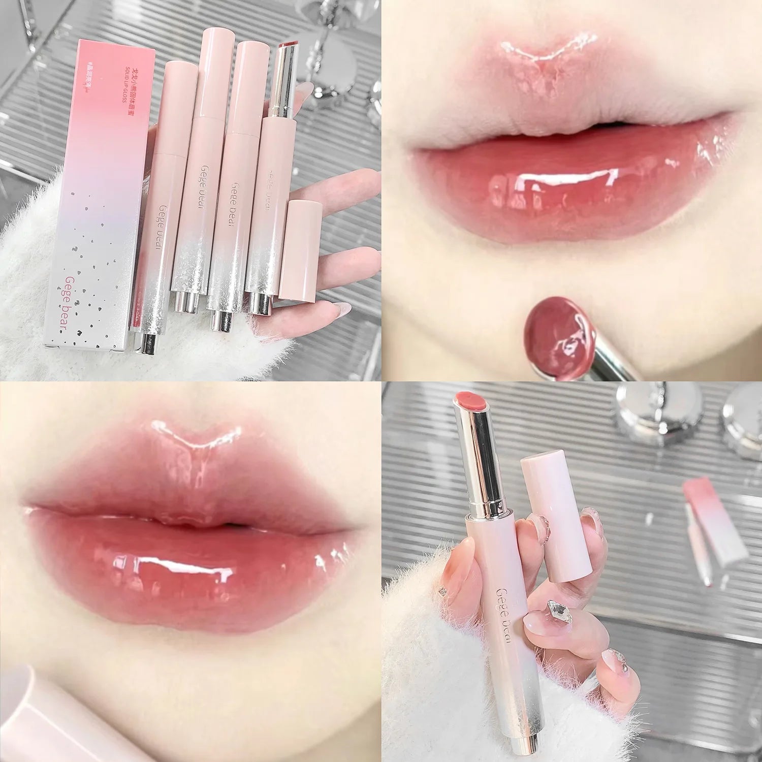 Jelly Solid Lip Gloss Cute Hydrating Mirror Red Brown Lipstick Clear Moisturizing Lips Tint Nature Nude Lip Makeup Cosmetics