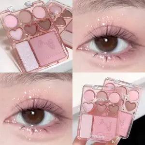 8-color love eye shadow plate, sweetheart blush, high-light integrated natural and long-lasting light shine eye shadow