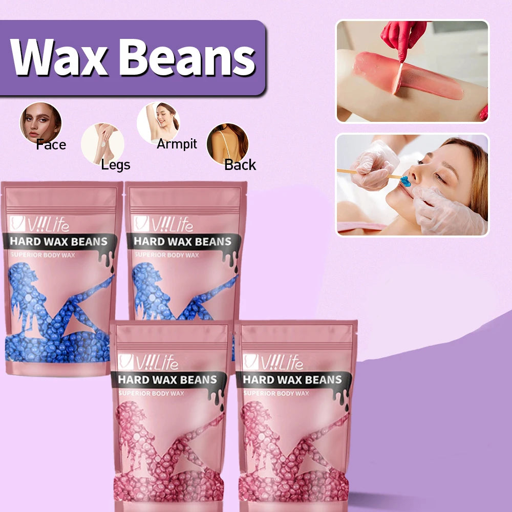 Viilife 50/100g Wax Beans Hot Film Hard Wax Depilatory Hard Hair Removal Bean Waxing Bikini Face Legs Body Hair Removal Unisex