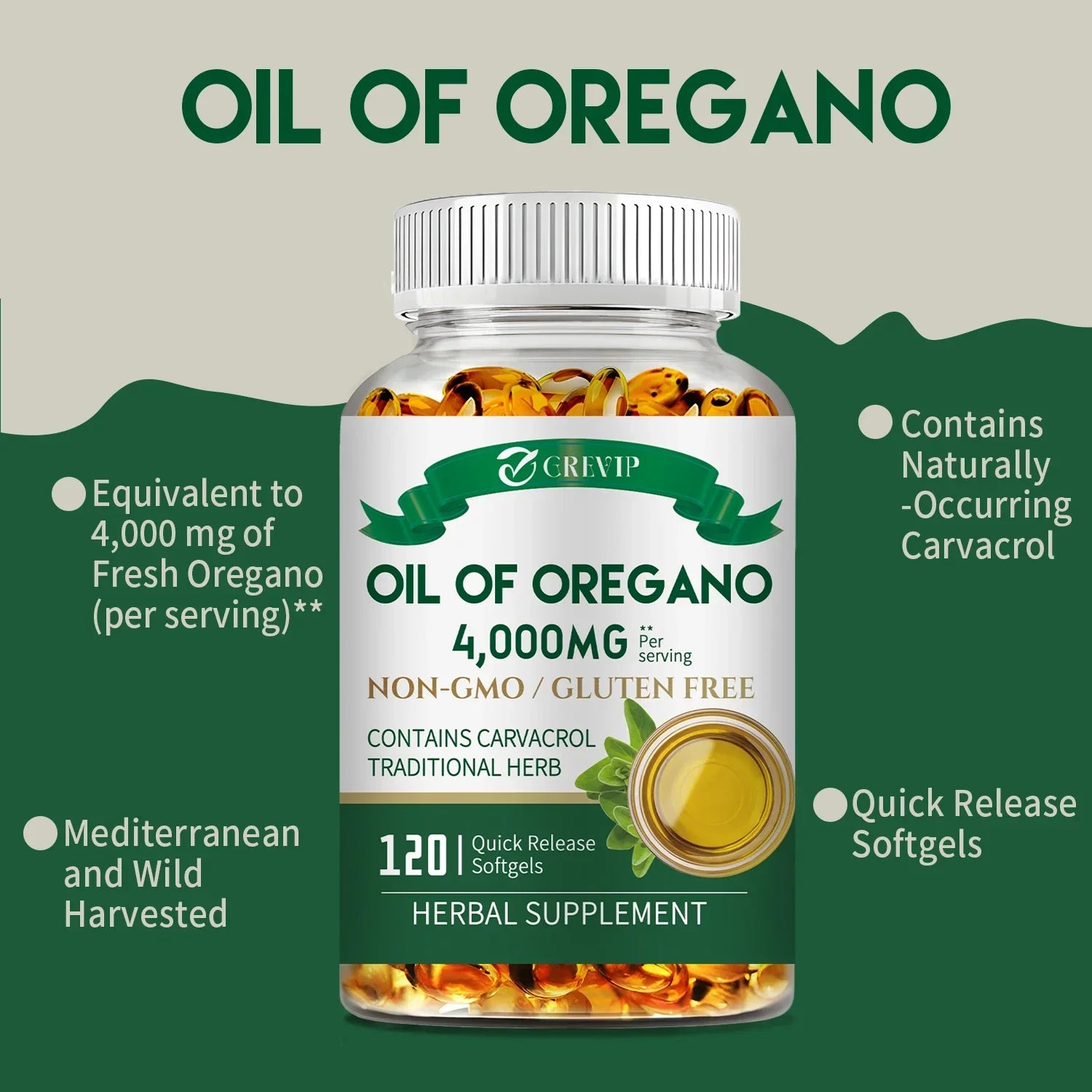 Oil of Oregano 4000mg - Relieves Bloating and Flatulence, Boosts Immunity - BlissFully