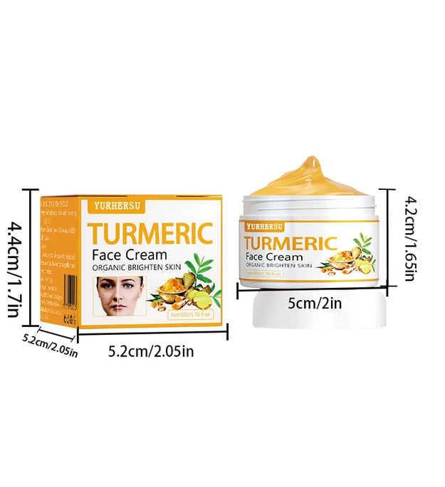 Anti Acne Turmeric Cream, Fades Scars & Dark Spots, for Oily and Dull Skin, Brightening Turmeric Face Care Treatment, 50ml - BlissFully