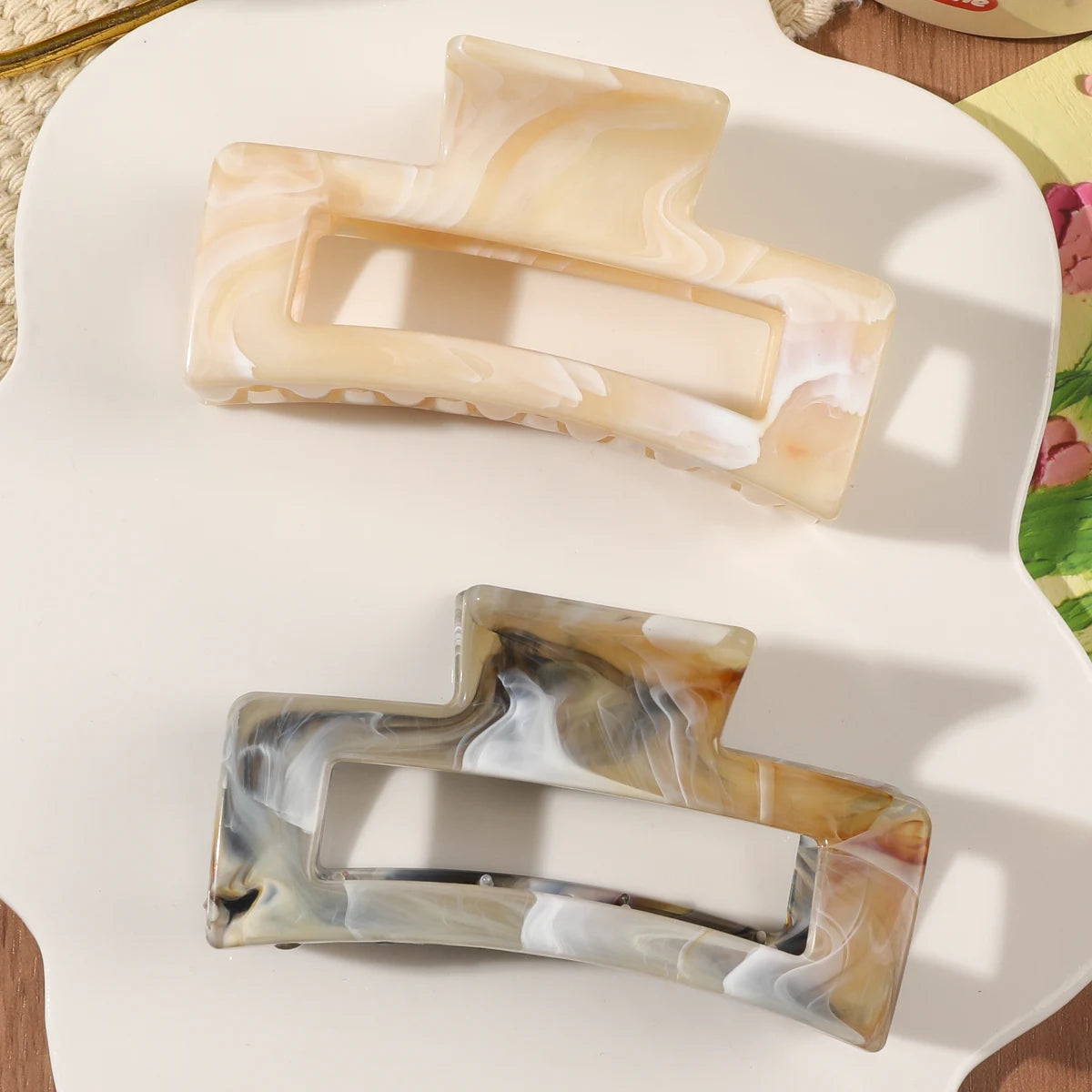 7 Pcs Big Hair Claw Clips 3.4" Non-slip Big Square Matte for Women Girls, Strong Hold Banana Clips for Thick Thin Hair - BlissFully