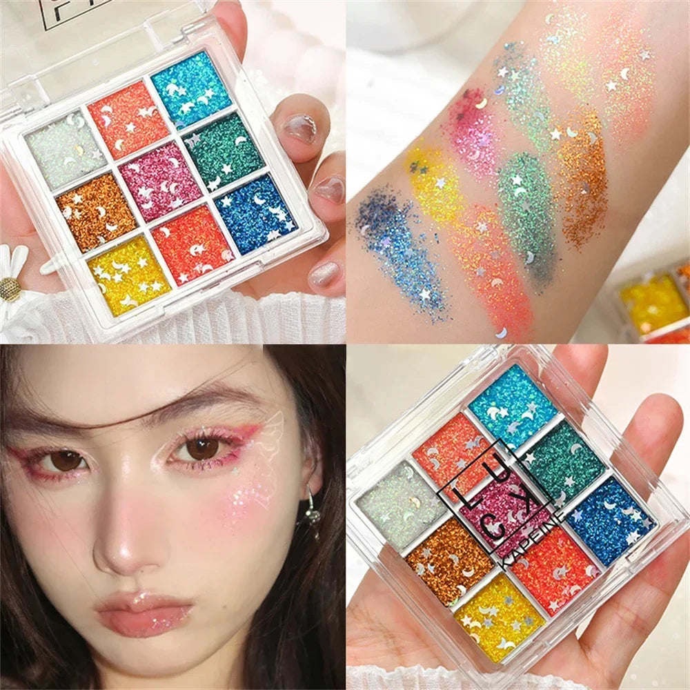9 Colors Glitter Sequin Eyeshadow Palette Christmas Halloween Cool Goth Red Black Matte Eyeshadow Palette Korean Cosmetics
