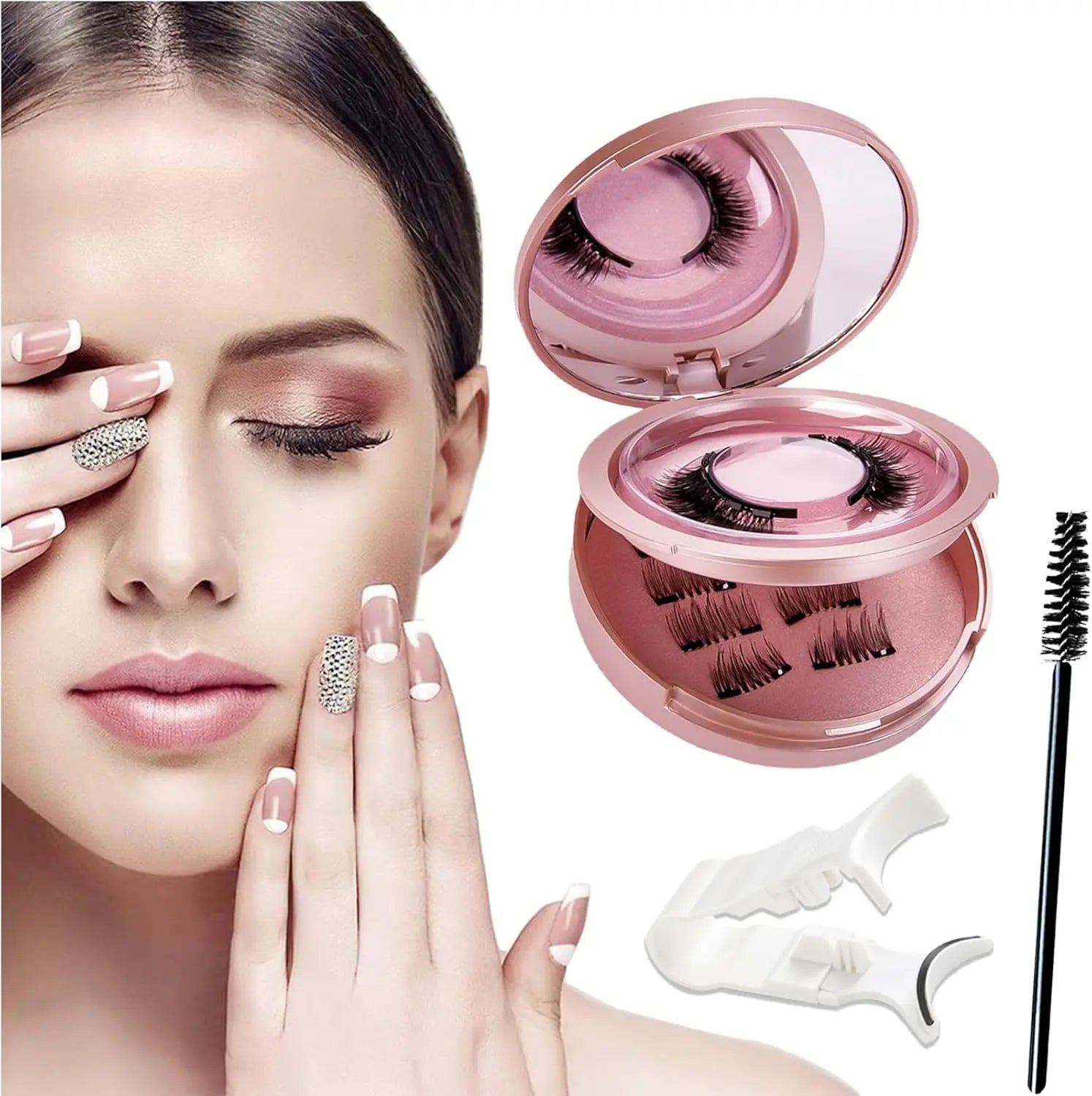 2 Pairs Magnetic Eyelashes - No Glue Needed, Natural 3D Effect, Waterproof & Reusable False Lashes (Easy Application)
