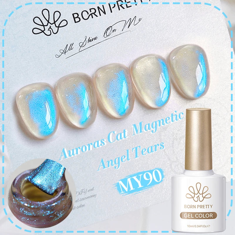 BORN PRETTY 10ml Dark Red Cat Magnetic Gel Nail Polish for Winter Nails DIY Jelly Glass Silver-Light Varnis Semi Permanent