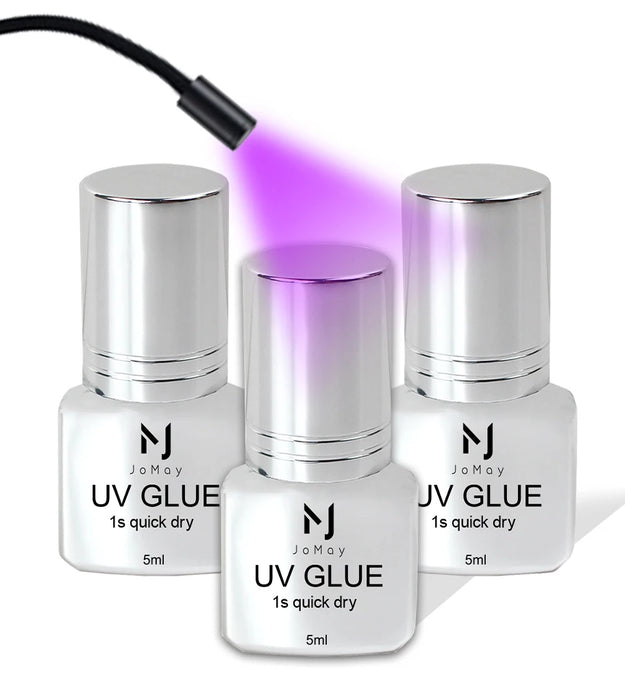 JOMAY UV Glue Lash Glue Extra Strong Eyelash Glue Extension Supplies UV Glue 5ML Waterproof Adhesive 3 bottles