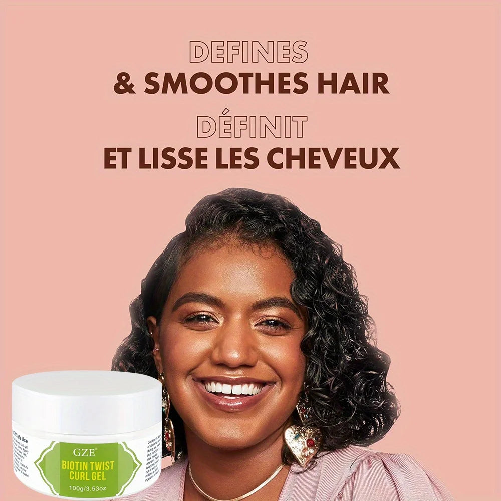 GZE Biotin Twist Curl Gel Hair Growth - Hydrating Styling Gel with Biotin for Stronger, Healthier Hair - Defines Curls