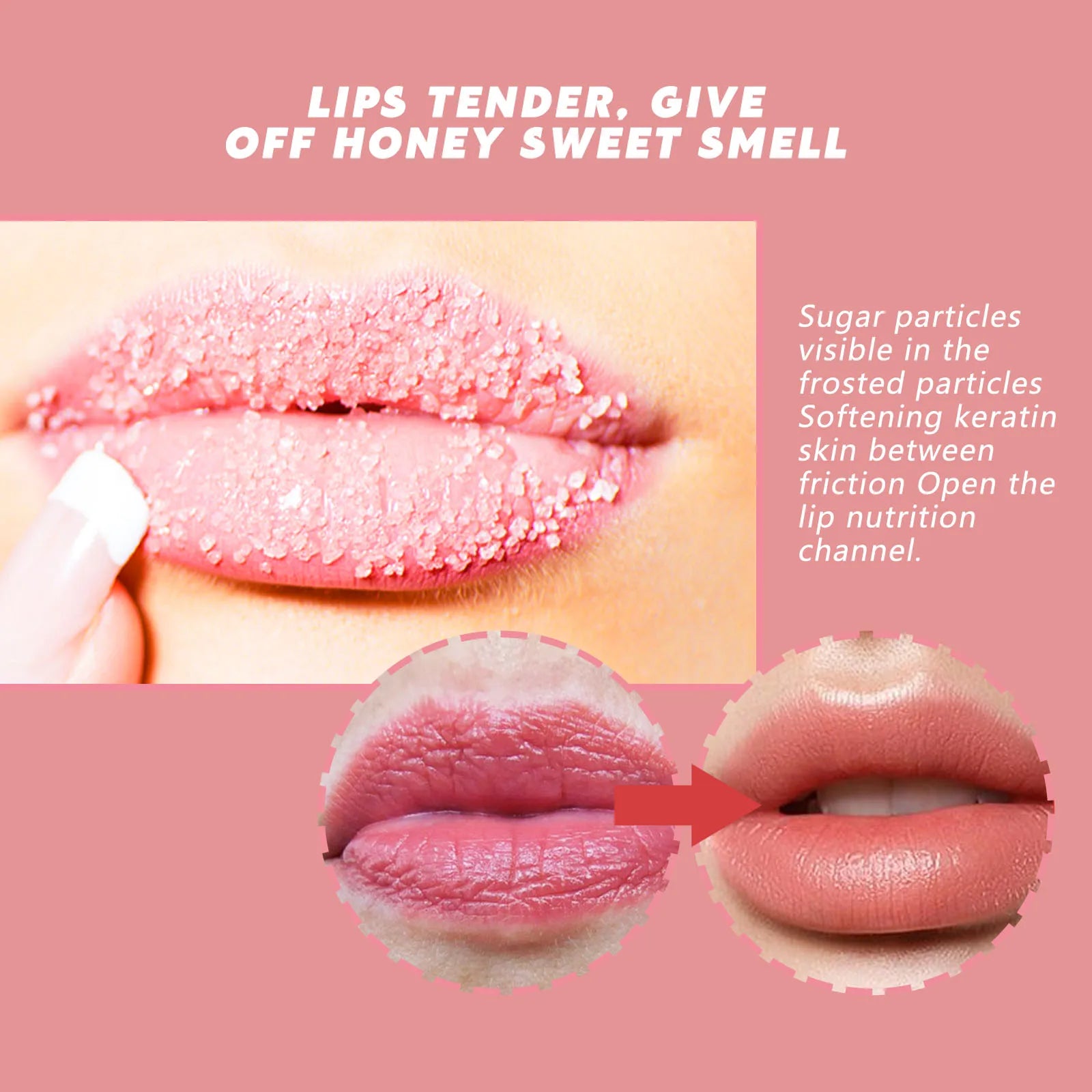 Peach Lip Scrub, Hydrating & Exfoliating Lip Care, Gently Smooths Lip Lines for Soft Skin