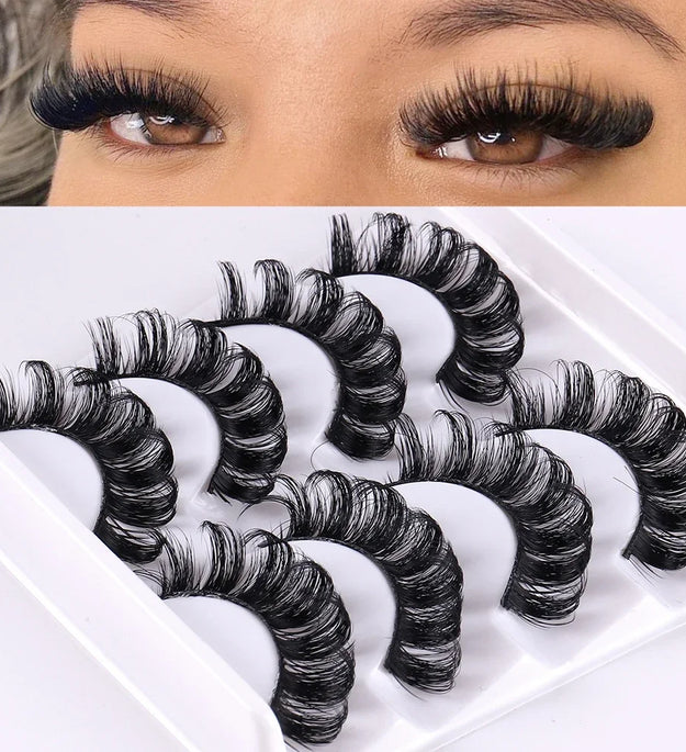 4 Pairs Russian Strip Lashes Fluffy Mink Lashes 3D False Eyelashes Russian Volume Eyelashes Fake Eyelashes