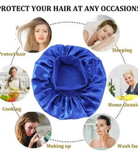 1pcs Soft Silk Satin Lined Bonnet Large Satin Hair Bonnet Household Sleep Shower Cap Hair Wrap Cover for Long Hair Salon Tool - BlissFully