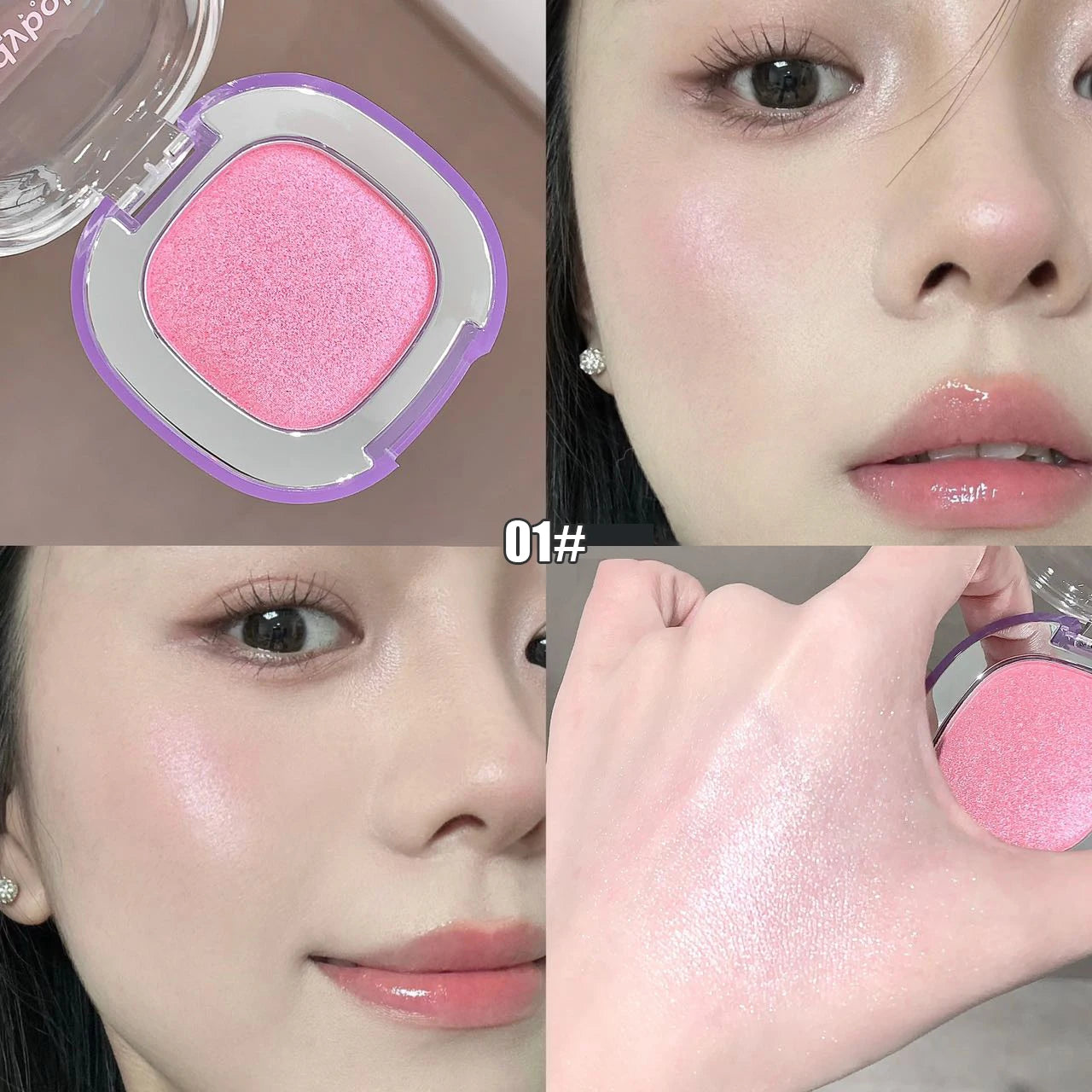 Diamond Highlighter Cream Facial Brightening Shimmer Long-Lasting Contouring Natural Blush Rouge Cream for Face and Eyes Makeup