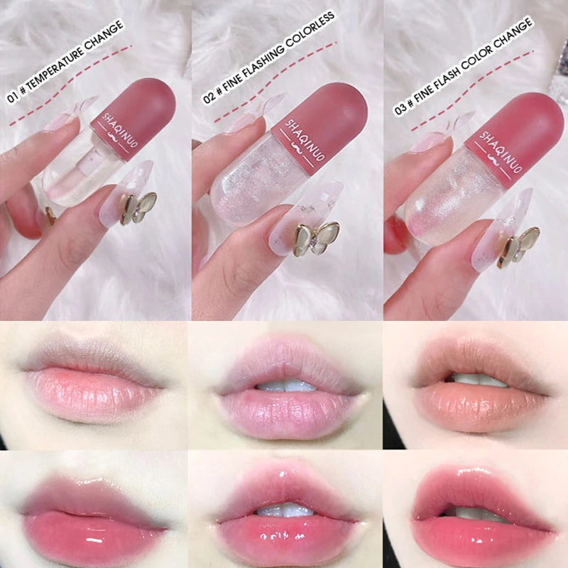 Shuiguang capsule lip honey kit moisturizes and moisturizes the mirror surface sparkling colorless transparent glass lip oil