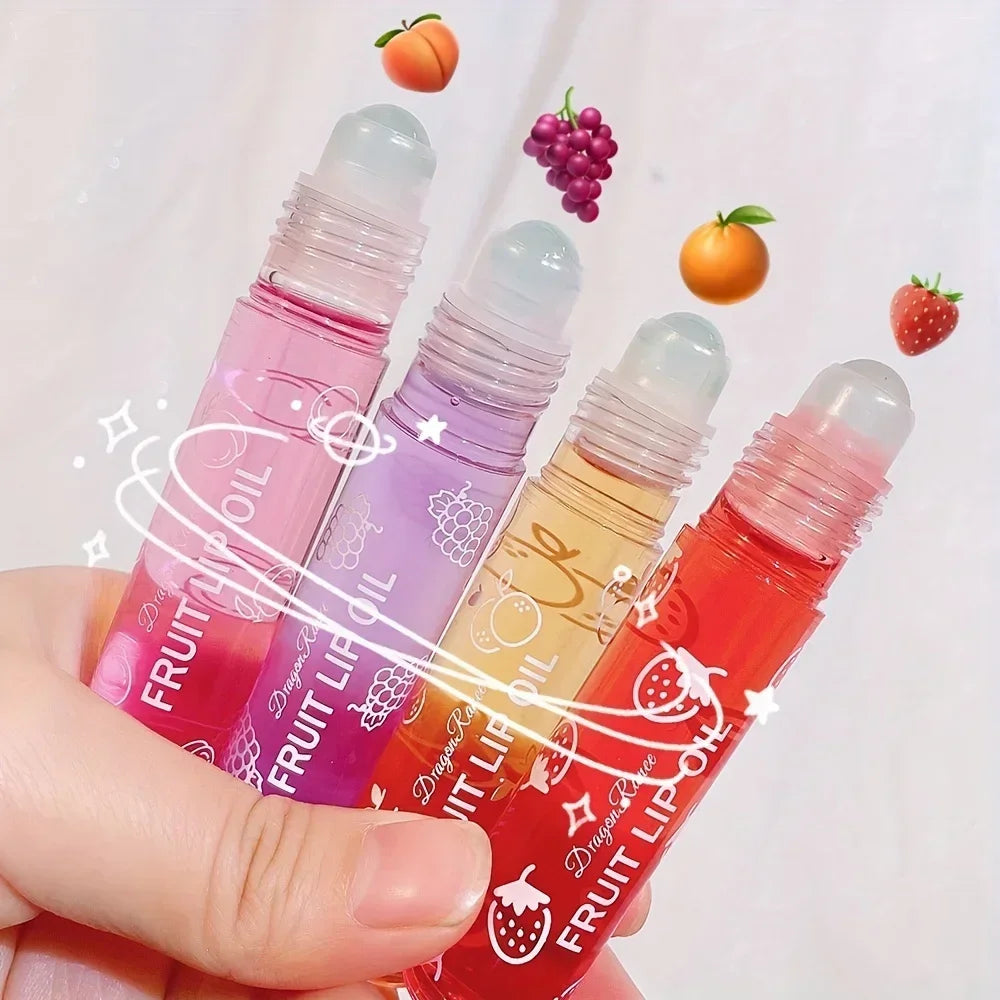 Fresh Fruit Roll-on Lip Balm Makeup Moisturizing Clear Grape Transparent Lip Oil Long Lasting Hydrating Lipstick Gloss Cosmetics