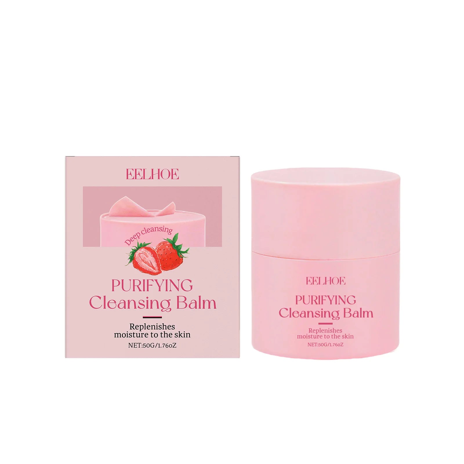 EELHOE Strawberry Cleansing Balm Makeup Remover Deep Cleansing Face Pore Cleaning Oil-Based Magic Purifying Cleansing Balm 50g