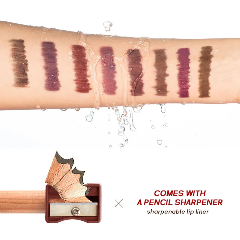 Matte Lip Liner- Long-Lasting, Smooth Application, Easy to Color, Includes Sharpener - Perfect for a Flawless Finish!