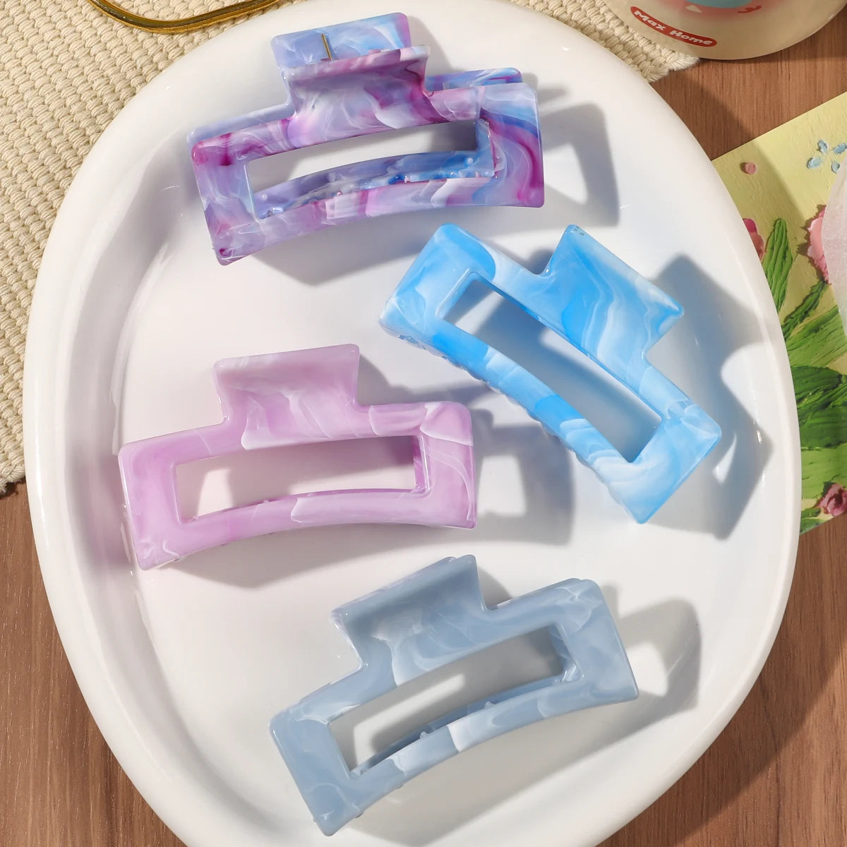 7 Pcs Big Hair Claw Clips 3.4" Non-slip Big Square Matte for Women Girls, Strong Hold Banana Clips for Thick Thin Hair - BlissFully