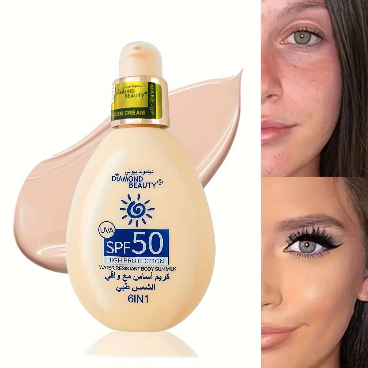 Face body sunscreen whitening sunscreen skin care cream sunscreen liquid foundation SPF50 UV protection skin - BlissFully