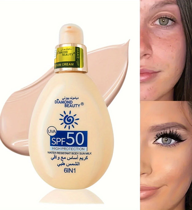 Face body sunscreen whitening sunscreen skin care cream sunscreen liquid foundation SPF50 UV protection skin - BlissFully
