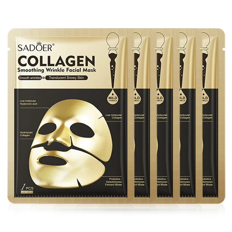 SADOER Golden Collagen Facial Masks Moisturizing Anti-Aging Anti Wrinkles Face Mask Sheet Collagen Masks Skin Care Product
