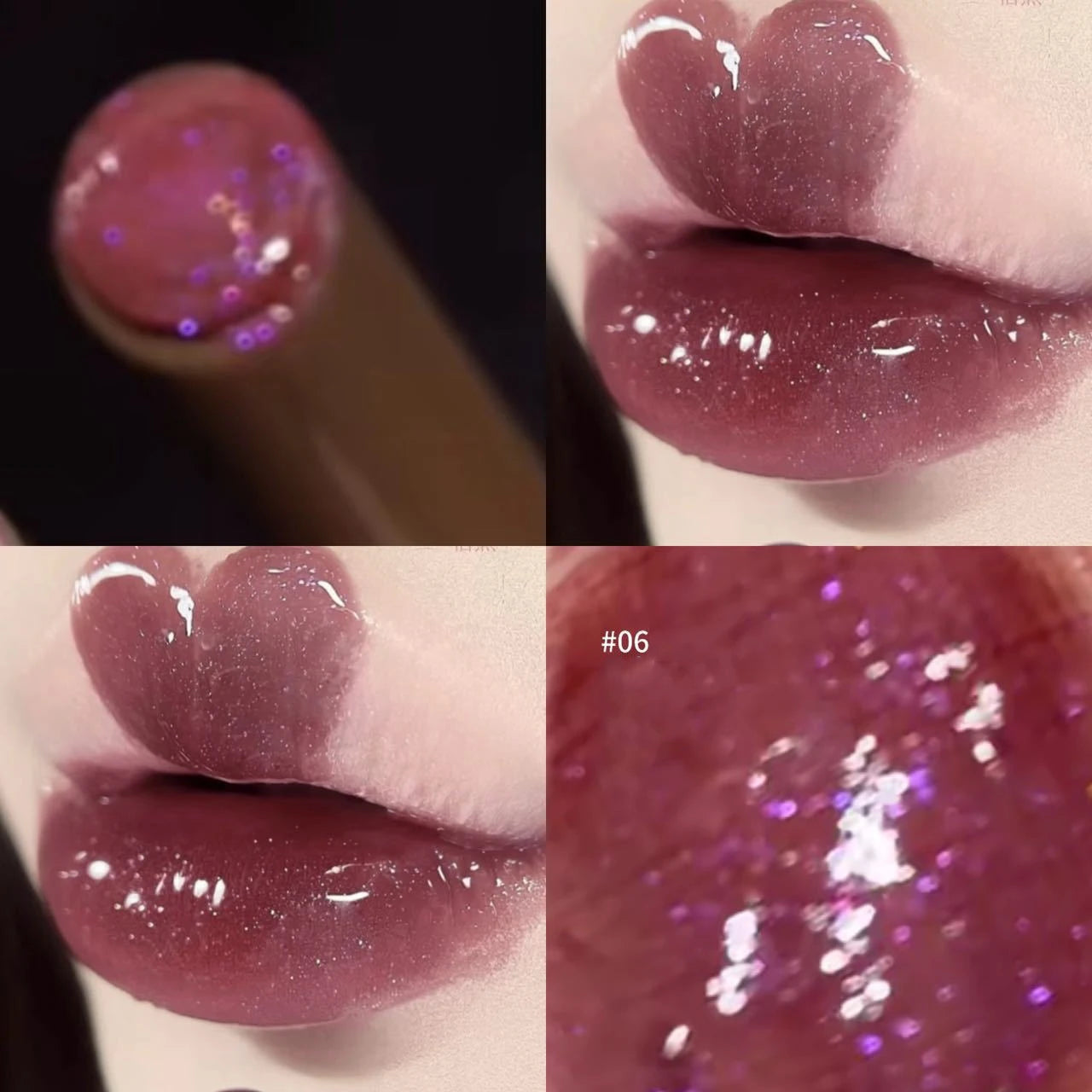 Mulberry Purple Shimmer Lip Jelly Pen Moisturizing Mirror Water Light Solid Lip Gloss Film-forming Non-Fading Gloss Lipstick