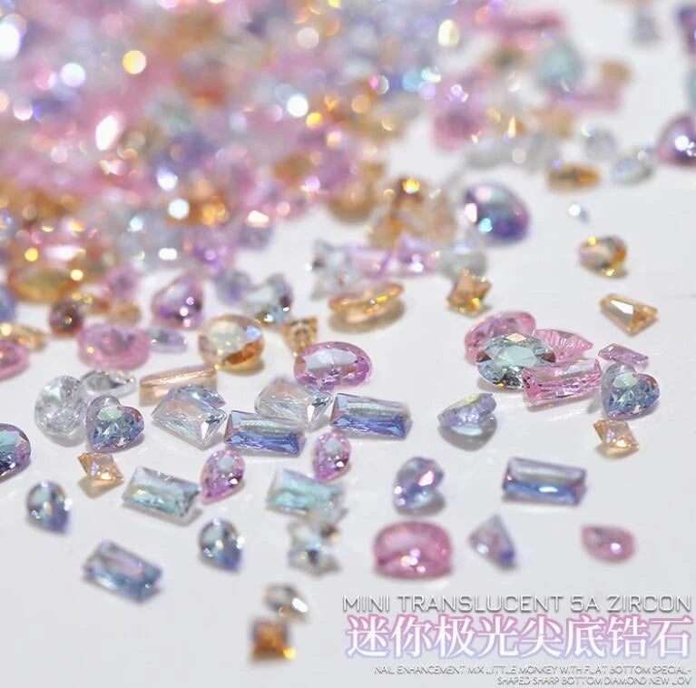 100pcs Shiny Zircon Rhinestones Nail Charms 1.5*3mm Mini Rhombic Nails Gemstones Flatback Nail Art Craft Diamonds Decoration GT5
