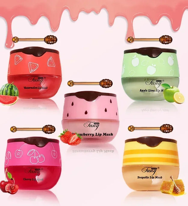 5.5g Lip Sleep Mask Night Sleep Maintenance Moisturizing Lip Gloss Bleach Cream Nourishing Lip Care Strawberry Honey