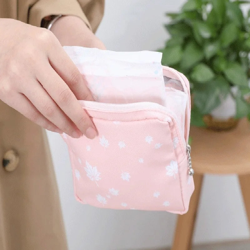 Women Sanitary Napkin Tampon Storage Bag Cute Sanitary Pad Pouches Portable Makeup Lipstick Key Earphone Data Cables Organizer