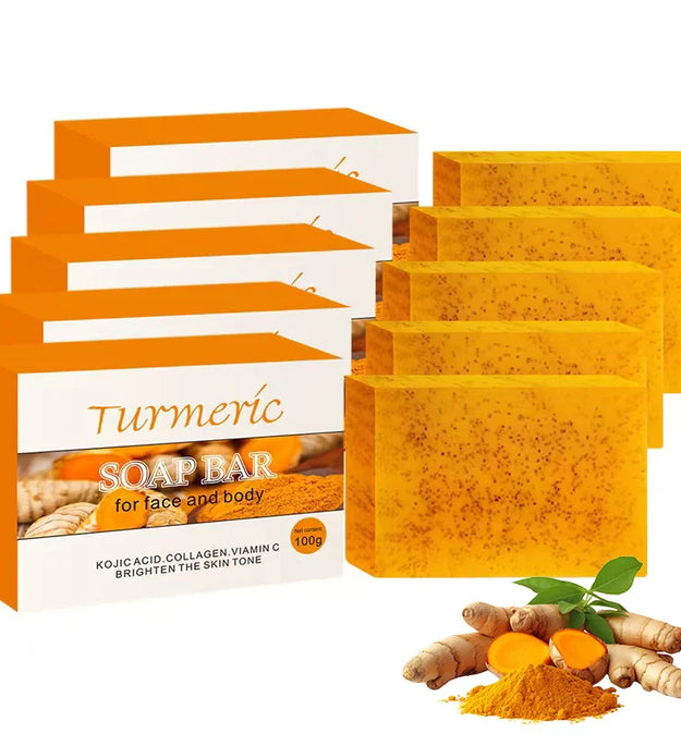 5Pcs Turmeric Soap Lemon Acids Handmade Soap Kojic acid soap Natural Skincare Bar for Moisturizing And Exfoliating Body And Face
