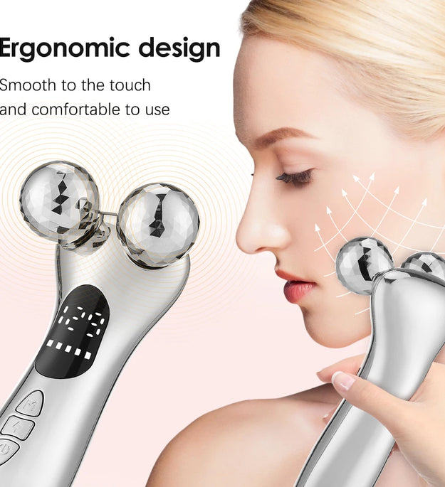 Electric Facial Micro-current Beauty Instrument LED Display Face Lift Roller Massager Skin Tighten Massage Beauty Devices