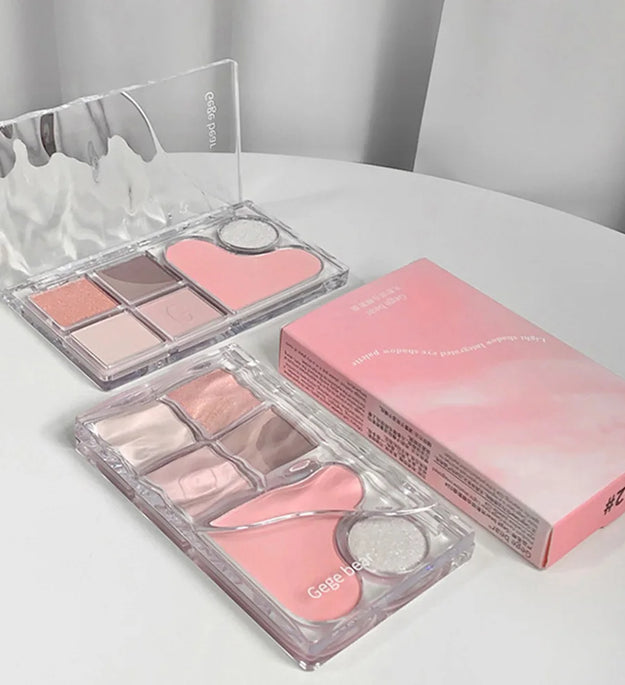 Pinky Heart Gege Bear Eyeshadow Palette Matte Pearlescent Earth Color Sequin Long-Lasting Eyeshadow And Contour Palette