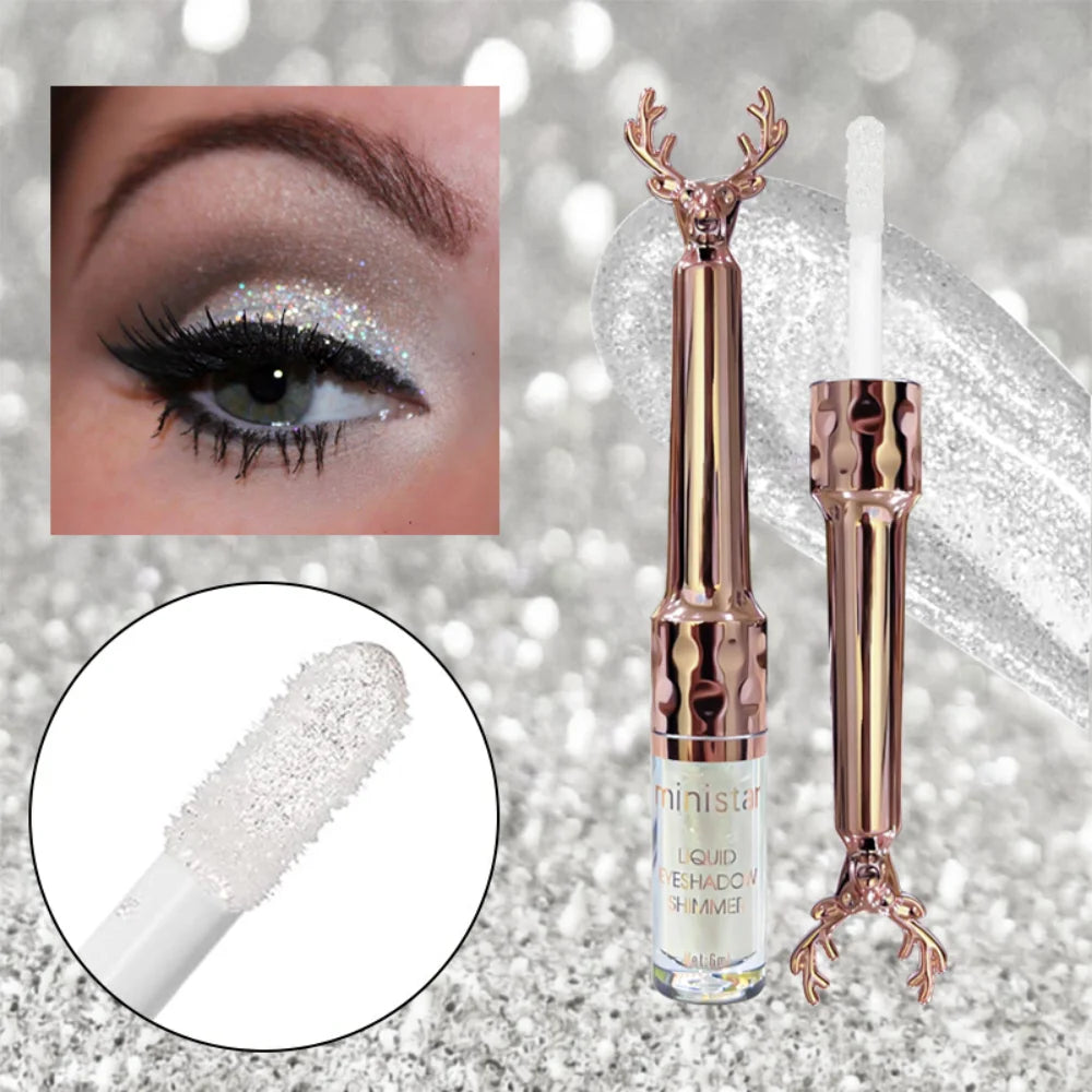 Christmas Limited Liquid Antler White Glitter Eye Shadow Lasting Color Easy Makeup Eye Makeup Holiday Gift