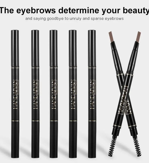 HANDAIYAN Eyebrow Pencil Automatic Rotating Double Head Long Lasting Natural Waterproof 5 Color Triangle Eyebrow Pen Make Up