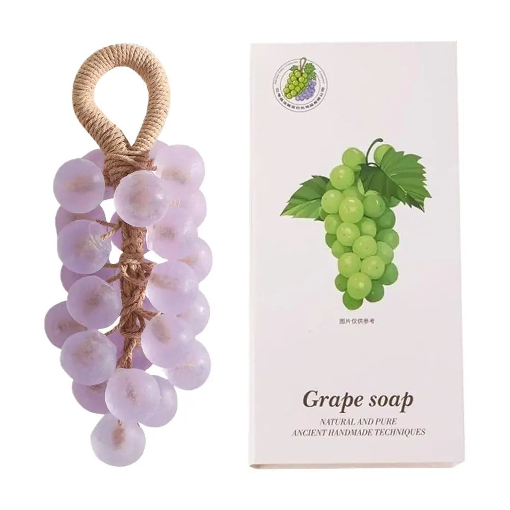Grape Soap on a Rope with Box Christmas Gift, Handmade Grape Cluster Shape Soap Bar, Aromatic Bath Hand Wash Gift Home Decor