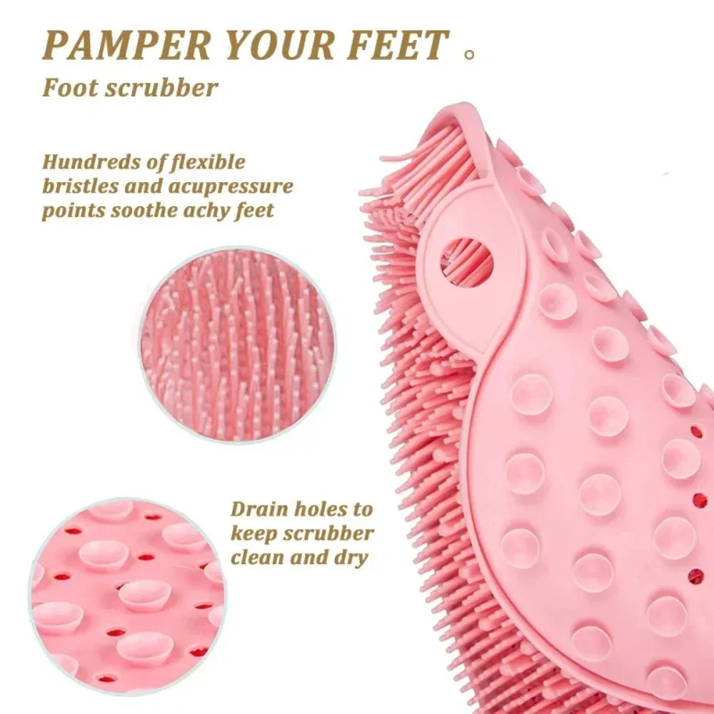 New Exfoliating Shower Massage Scraper Bathroom Non-slip Bath Mat Back Massage Brush Silicone Foot Wash Cleaning Bathing Tool