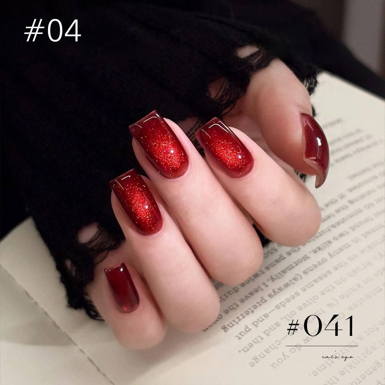 12ML 1-21PCS Winter And Autumn Whitening Red Glass Bead Cat Eye Magnet Gel Nail Polish Christmas Nails Nail Set Nail Art