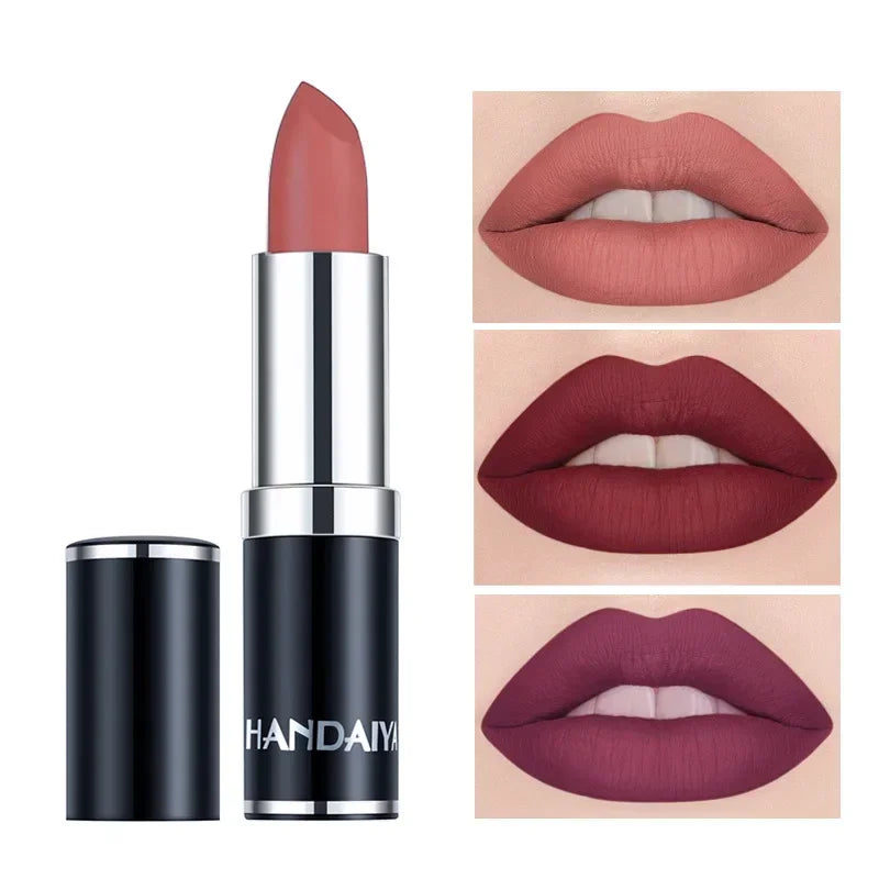 Matte Pink Velvet Lipstick Sexy Nude Red Brown Purple Lipgloss Gloss Velvety Lipstick Waterproof Makeup Long Lasting Lipstick