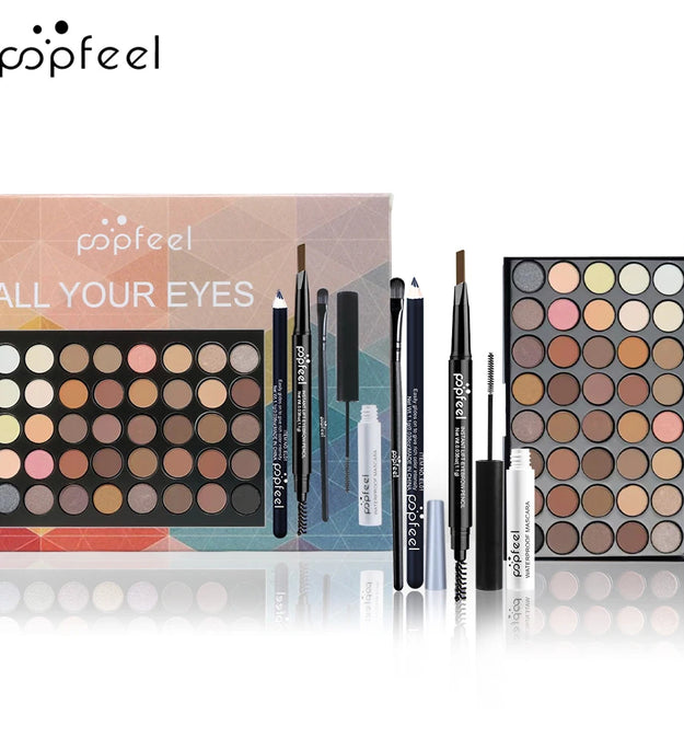 POPFEEL Eye Makeup Set, Eyeshadow Palette, Eyeliner, Mascara, Eyebrow Pencil, Makeup Tool Set Box, Gifts For Women