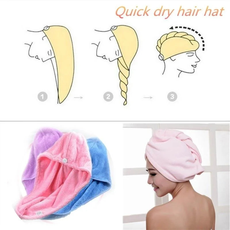 Hair Towel Wrap Fast Dry Hair Towel Super Absorbent Microfiber Coral Velvet Hair Drying Towel Quick Dry Hair Turban - BlissFully