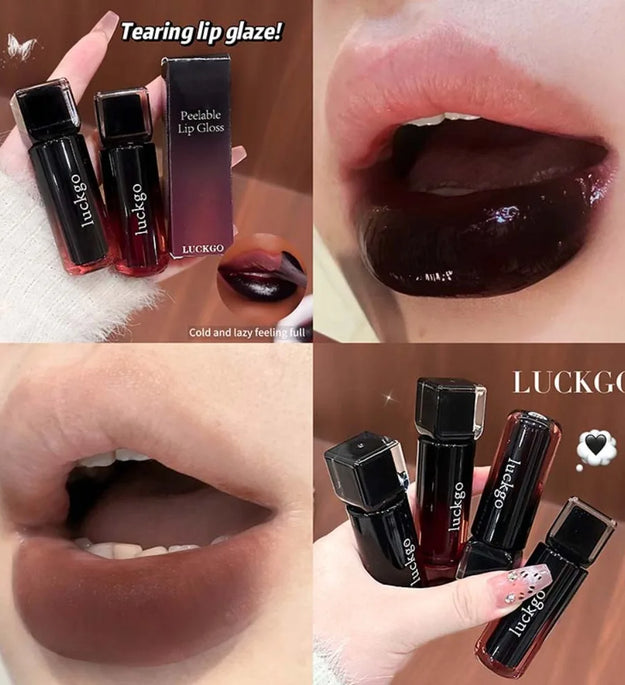 LUCKGO Peelable Lip Stain Matte Korean Waterproof Tear Off Lip Gloss Sweat Resistant Long Lasting Non Transfer Lip Tint Makeup
