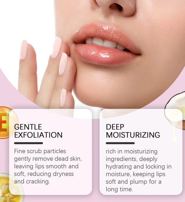 Gentle Lip Scrub, Exfoliating & Moisturizing Lip Care, Hydrating Sugar Scrub for Soft Smooth Lips
