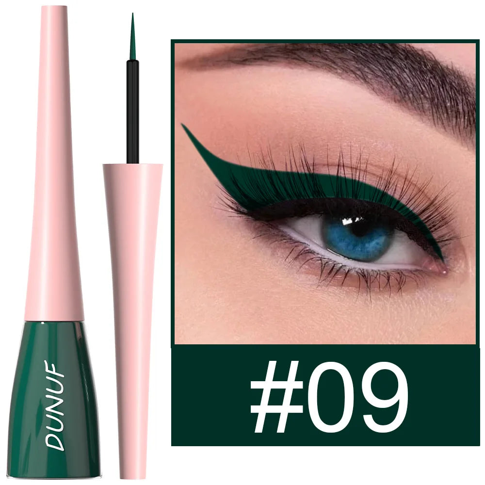 Matte Dark Green Liquid Eyeliner Pencil Waterproof Makeup Colorful Liquid Eye Liner Ultra-thin Long-Lasting Quick-Dry Eye Liner