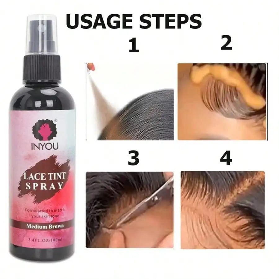 Lace Tint Spray For Wigs, Waterproof Lace Tint Melting Mousse Spray Concealer For Lace Closure Front Wigs Toupees - BlissFully
