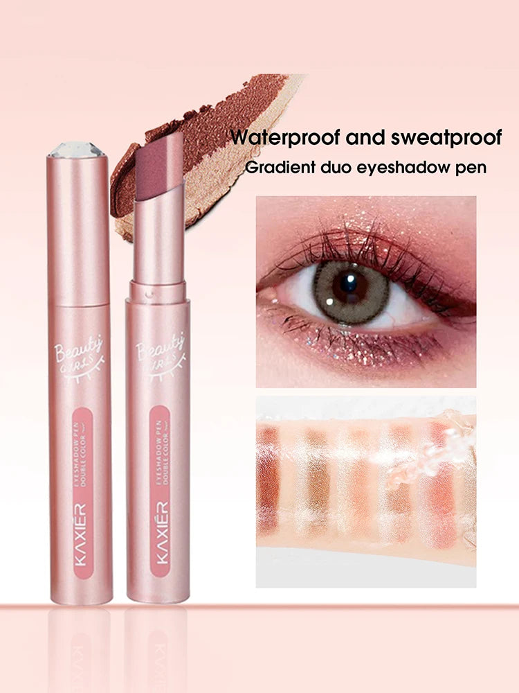 Gradient two-color eye shadow pen waterproof, sweat proof, not easy to smudge, pearlescent, fine shiny, lazy eye shadow s