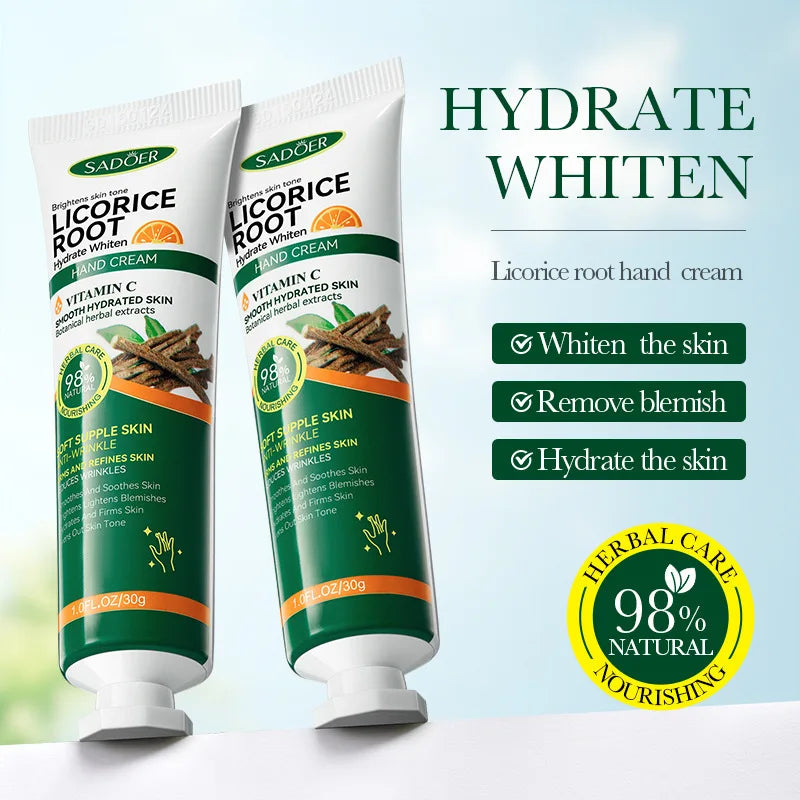 1/2/3/5pcs SADOER Vitamin C Licorice Hand Cream Moisturizing Nourishing Brightening Hydrating Hands Travel Size Skin Care