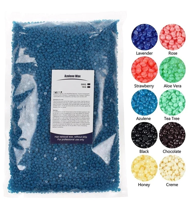 500g Hard Wax Beans Solid Hair Remover No Strip Depilatory Hot Film Wax Bead Hair Removal for Full Body Bikini Face Leg Eyebrow