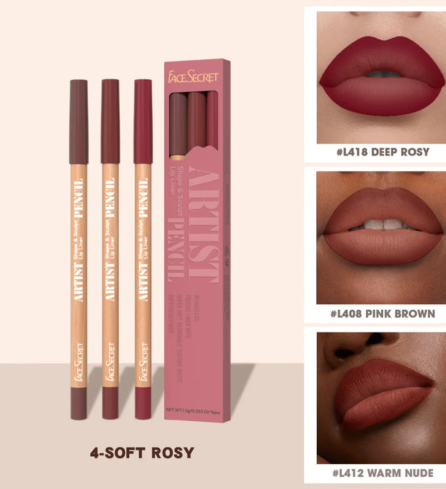 Face Secret 3Pcs Long-Lasting Velvet Lip Liner Matte Lipstick Waterproof Perfect Gift for Christmas Day, Lip Liner Set