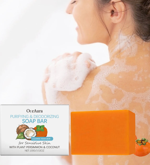 Persimmon Soap Bar for Body Odor Persimmon and Cocos Extract For Men Women Gentle on All Skin Types Natural Body Odor Soap 100g